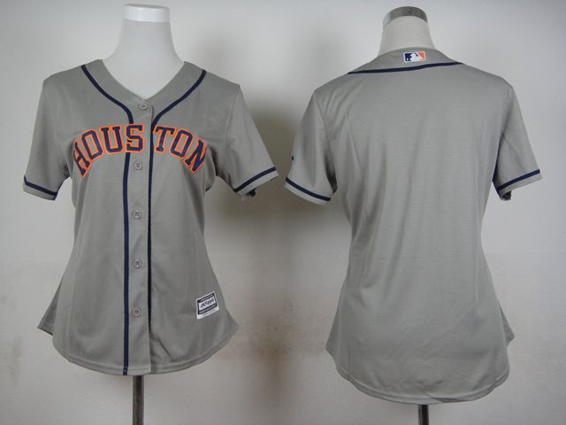 Women Houston Astros Blank Grey MLB Jerseys
